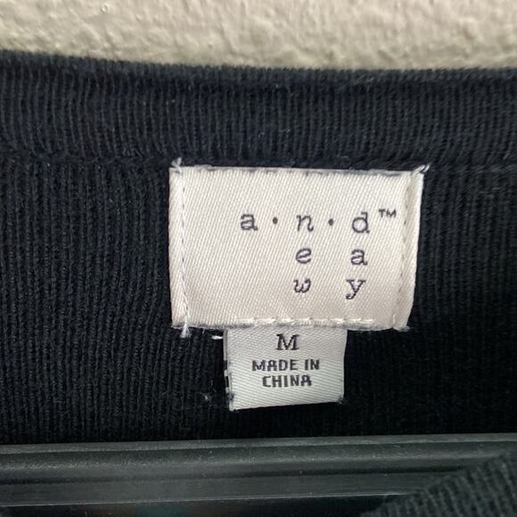 A New Day Women Black Pearl Short Sleeve Sweater Size M - Picture 5 of 6